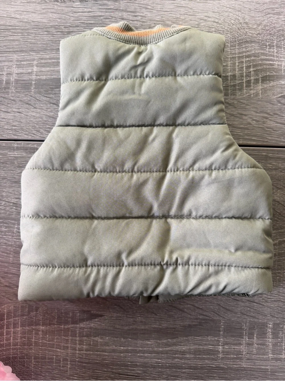 Aspen Green Puffer Vest for Kids - Olive Green w/Embroidery Teddy Bear